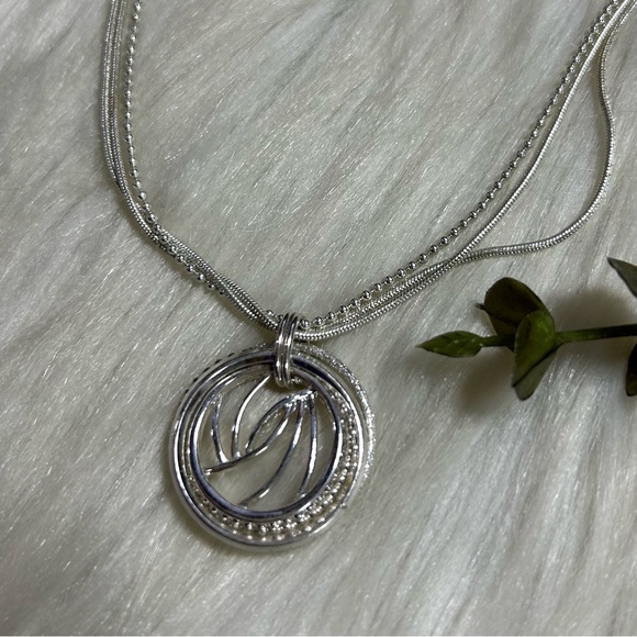 Jewelry - Ocean wave multi open circle layered chain silver tone Necklace